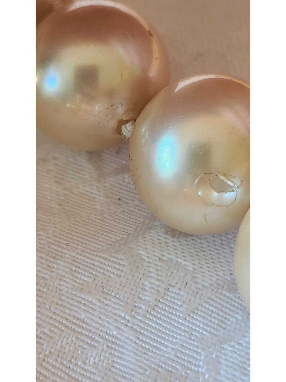 Vintage Gold-Tone Glass Faux Pearl Necklace 925 Clasp - High-Quality Statement J - Picture 5 of 8